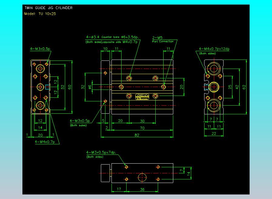 导杆薄型气缸导杆滑块气缸标准型气缸2D-TU10x25