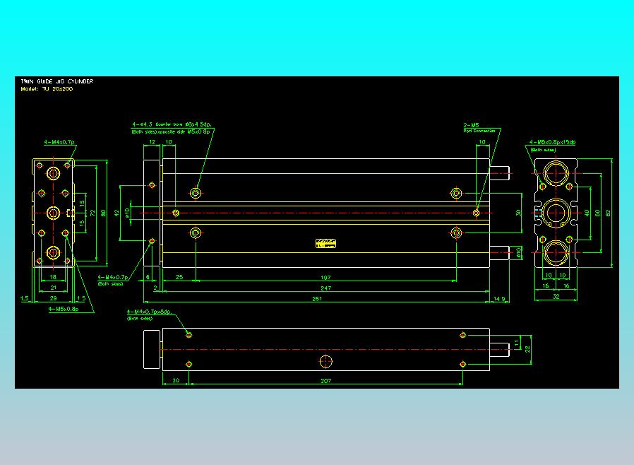 导杆薄型气缸导杆滑块气缸标准型气缸2D-TU20x200