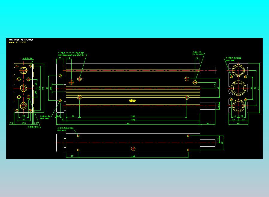 导杆薄型气缸导杆滑块气缸标准型气缸2D-TU32x250