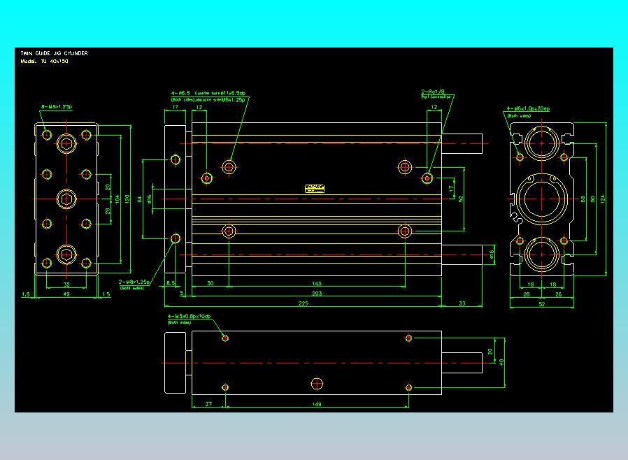 导杆薄型气缸导杆滑块气缸标准型气缸2D-TU40x150