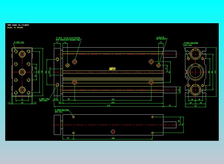 导杆薄型气缸导杆滑块气缸标准型气缸2D-TU40x200