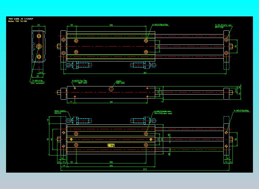 导杆薄型气缸导杆滑块气缸标准型气缸2D-TXB16x150