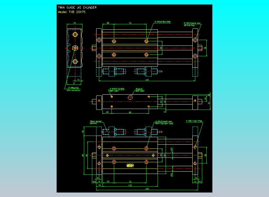 导杆薄型气缸导杆滑块气缸标准型气缸2D-TXB20x75