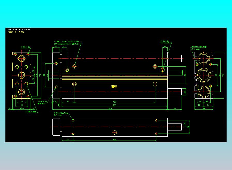 导杆薄型气缸导杆滑块气缸标准型气缸2D-TU32x200