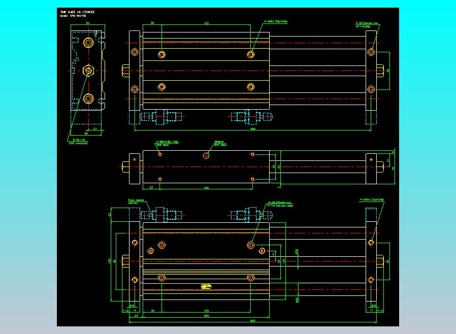 导杆薄型气缸导杆滑块气缸标准型气缸2D-TXB40x150