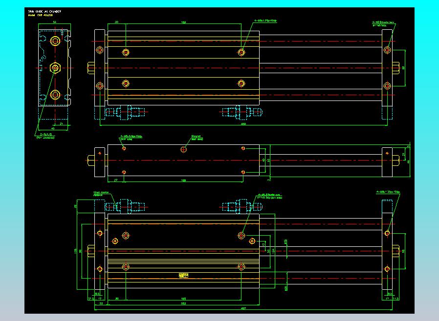 导杆薄型气缸导杆滑块气缸标准型气缸2D-TXB40x200