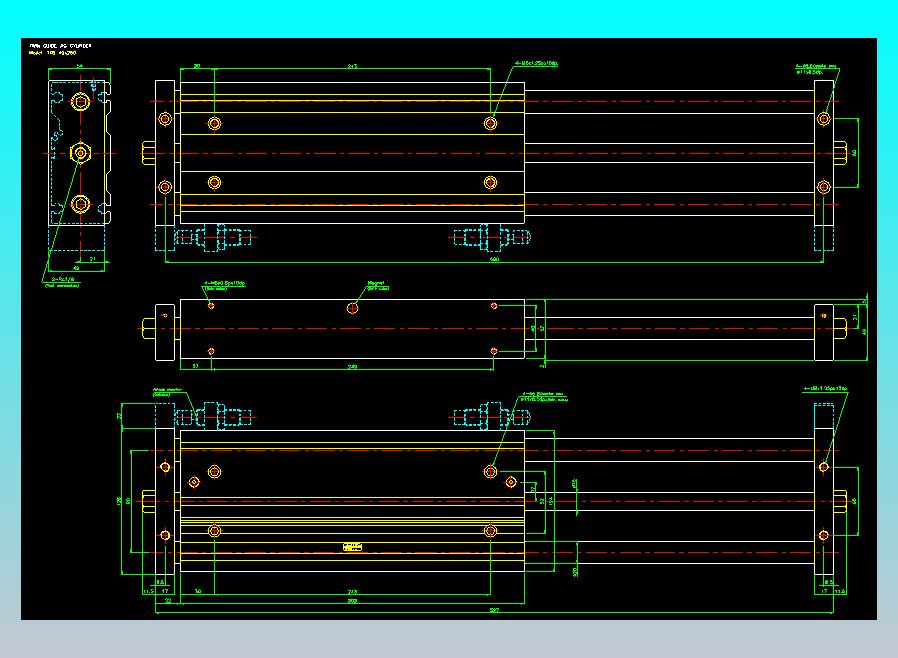 导杆薄型气缸导杆滑块气缸标准型气缸2D-TXB40x250
