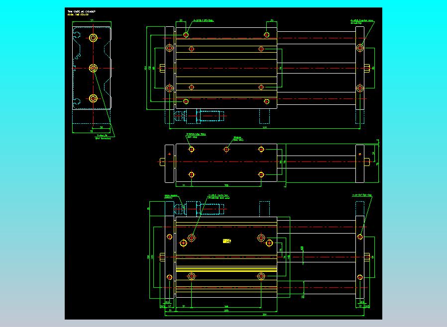 导杆薄型气缸导杆滑块气缸标准型气缸2D-TXB63x150