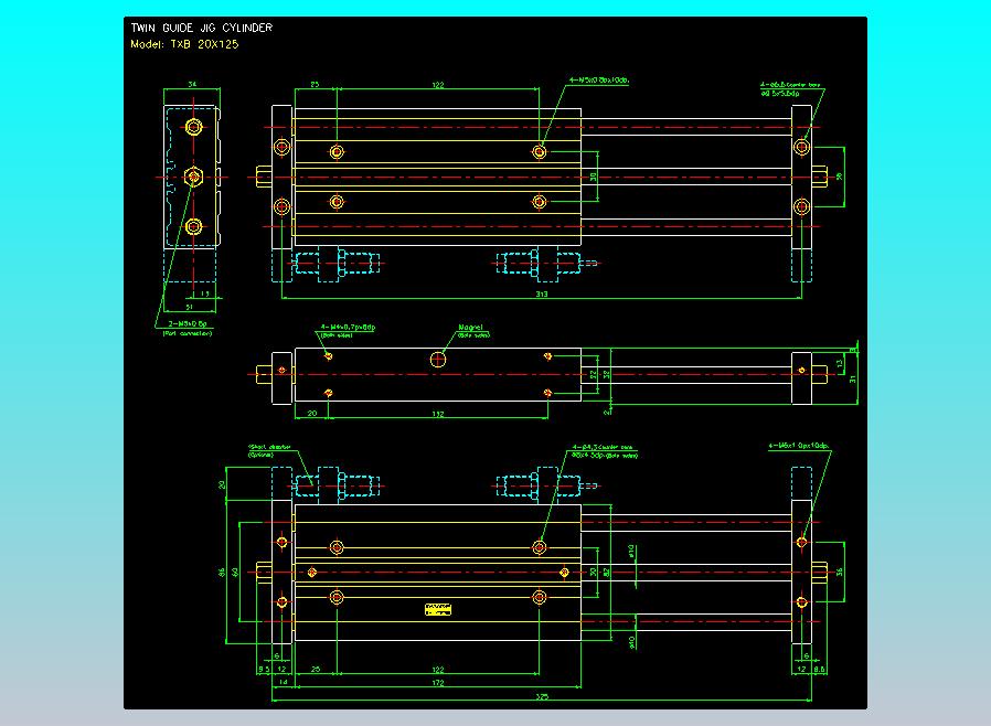 导杆薄型气缸导杆滑块气缸标准型气缸2D-TXU20x125