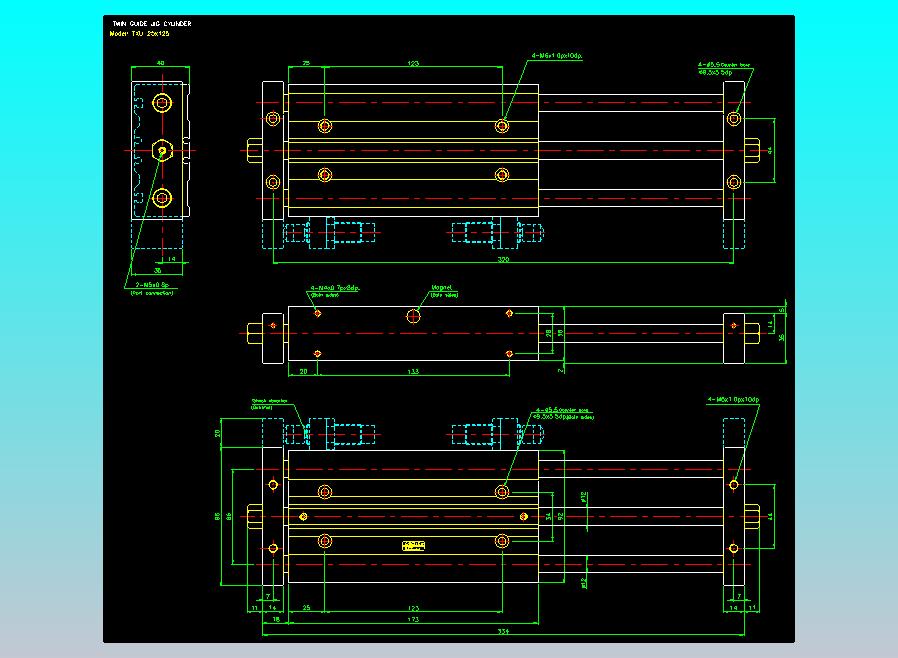 导杆薄型气缸导杆滑块气缸标准型气缸2D-TXU25x125