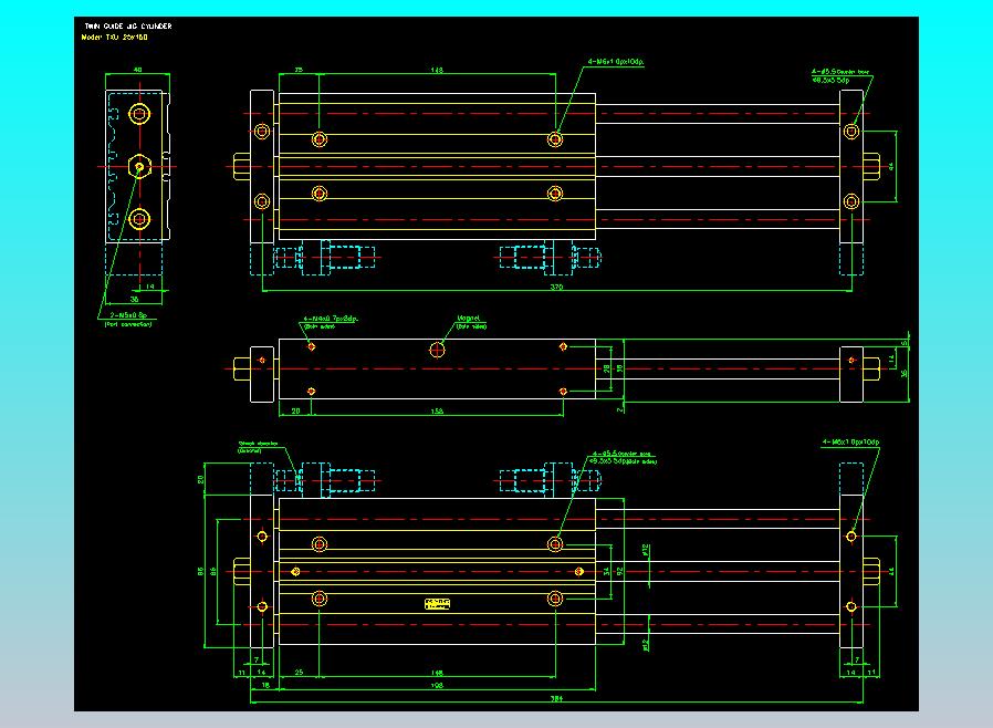 导杆薄型气缸导杆滑块气缸标准型气缸2D-TXU25x150