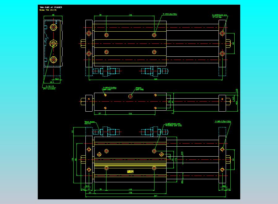 导杆薄型气缸导杆滑块气缸标准型气缸2D-TXU32x125