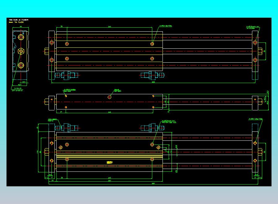 导杆薄型气缸导杆滑块气缸标准型气缸2D-TXU32x250