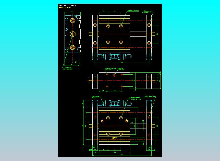 导杆薄型气缸导杆滑块气缸标准型气缸2D-TXU40x50
