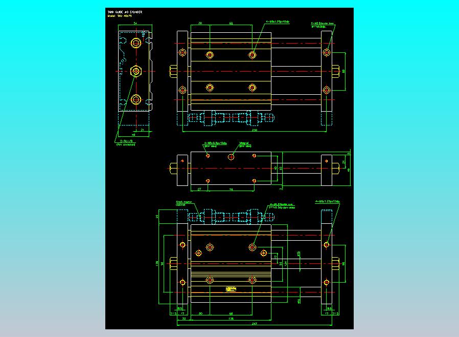 导杆薄型气缸导杆滑块气缸标准型气缸2D-TXU40x75