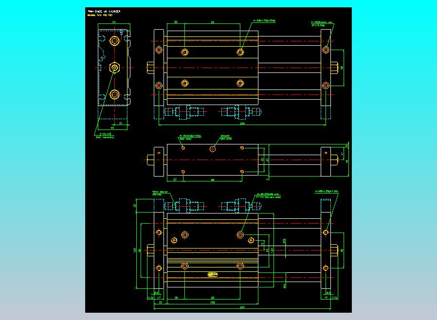 导杆薄型气缸导杆滑块气缸标准型气缸2D-TXU40x100