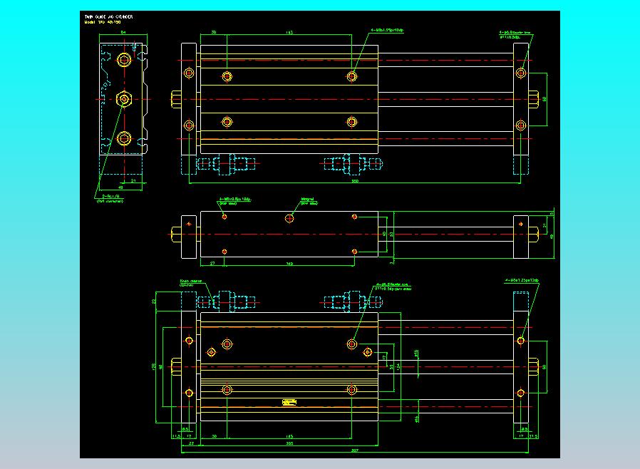 导杆薄型气缸导杆滑块气缸标准型气缸2D-TXU40x150