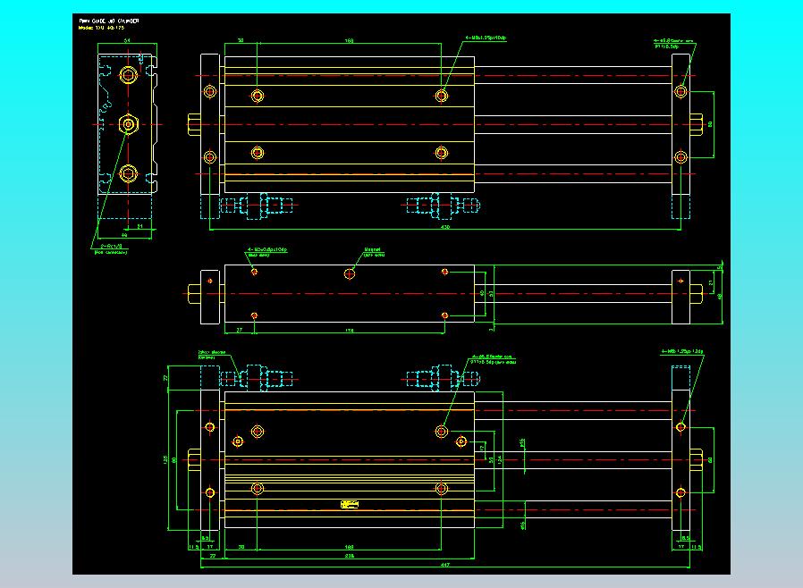 导杆薄型气缸导杆滑块气缸标准型气缸2D-TXU40x175