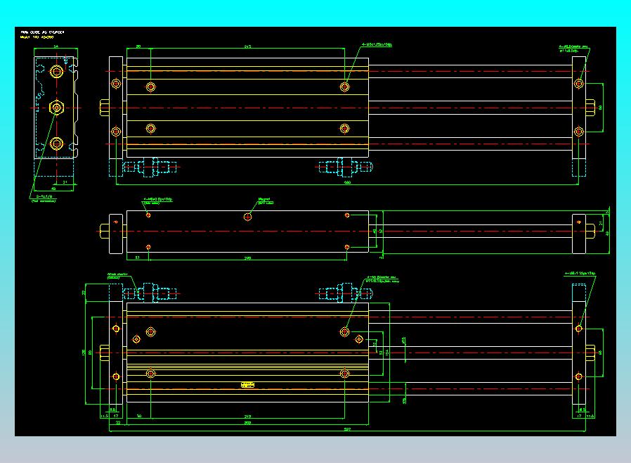 导杆薄型气缸导杆滑块气缸标准型气缸2D-TXU40x250