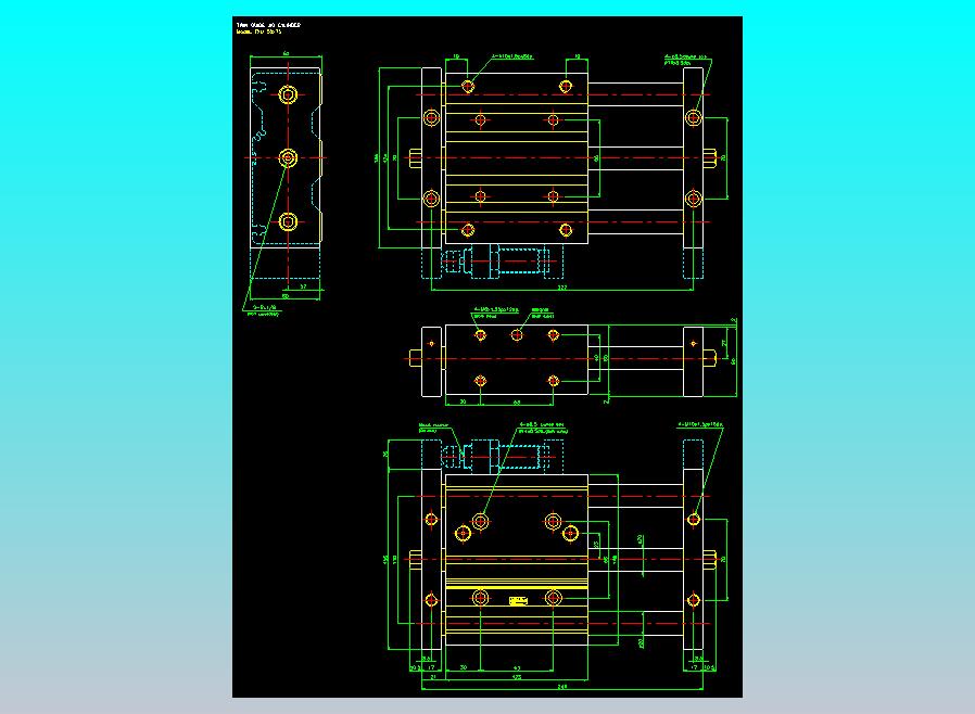 导杆薄型气缸导杆滑块气缸标准型气缸2D-TXU50x75