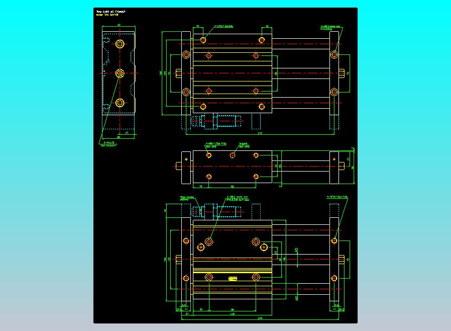 导杆薄型气缸导杆滑块气缸标准型气缸2D-TXU50x100