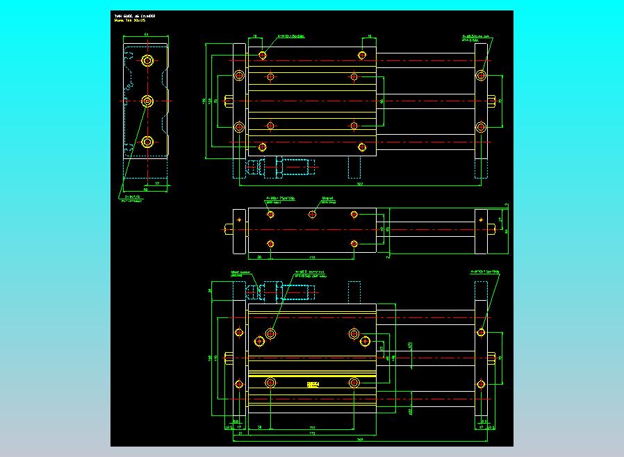 导杆薄型气缸导杆滑块气缸标准型气缸2D-TXU50x125