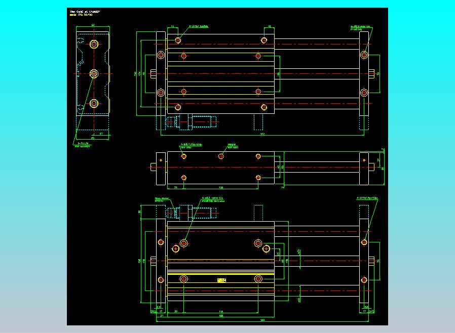 导杆薄型气缸导杆滑块气缸标准型气缸2D-TXU50x150