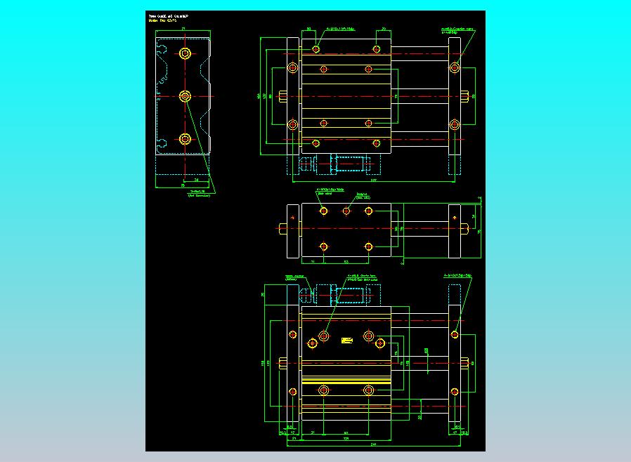 导杆薄型气缸导杆滑块气缸标准型气缸2D-TXU63x75