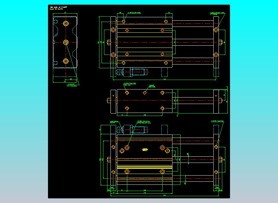 导杆薄型气缸导杆滑块气缸标准型气缸2D-TXU63x125