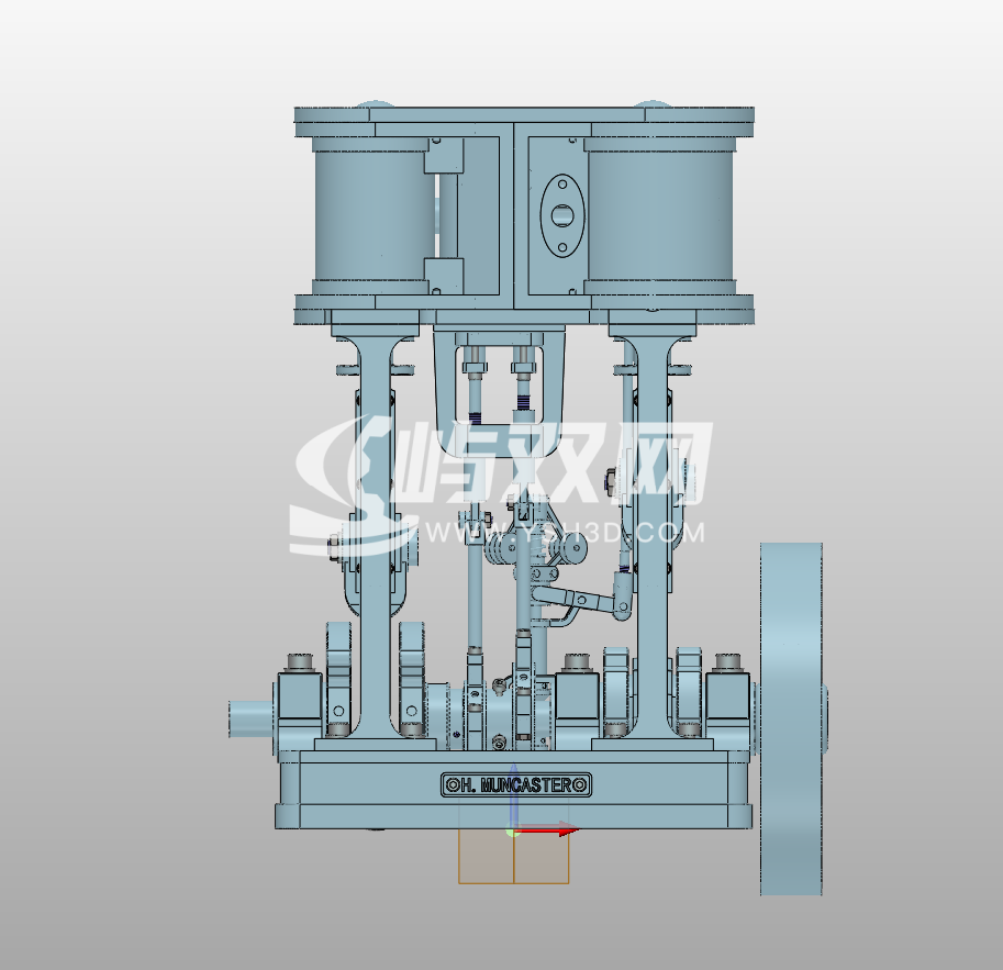双缸蒸汽机三维模型
