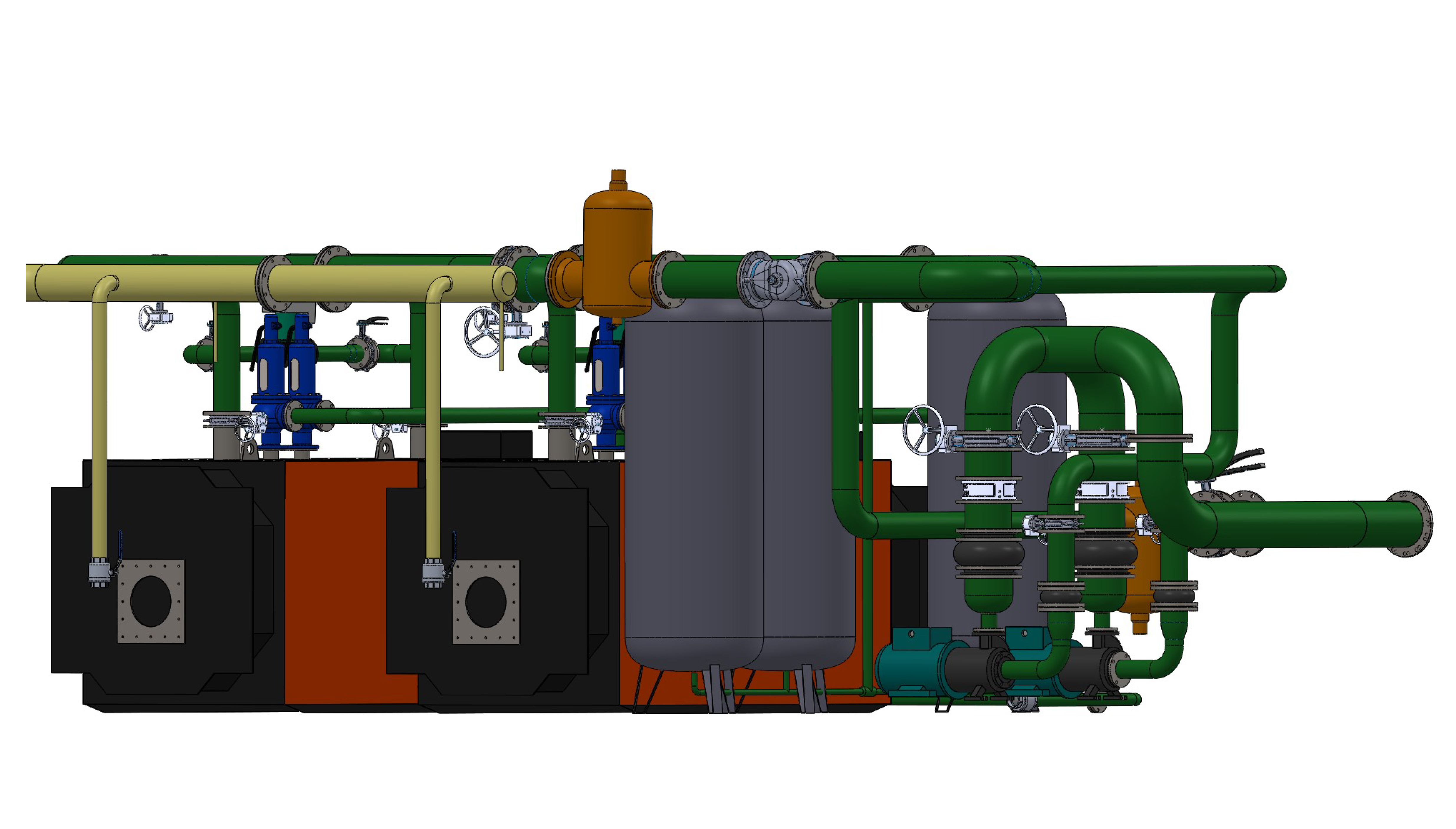 4MW燃气模块化锅炉房，可使用液体燃料