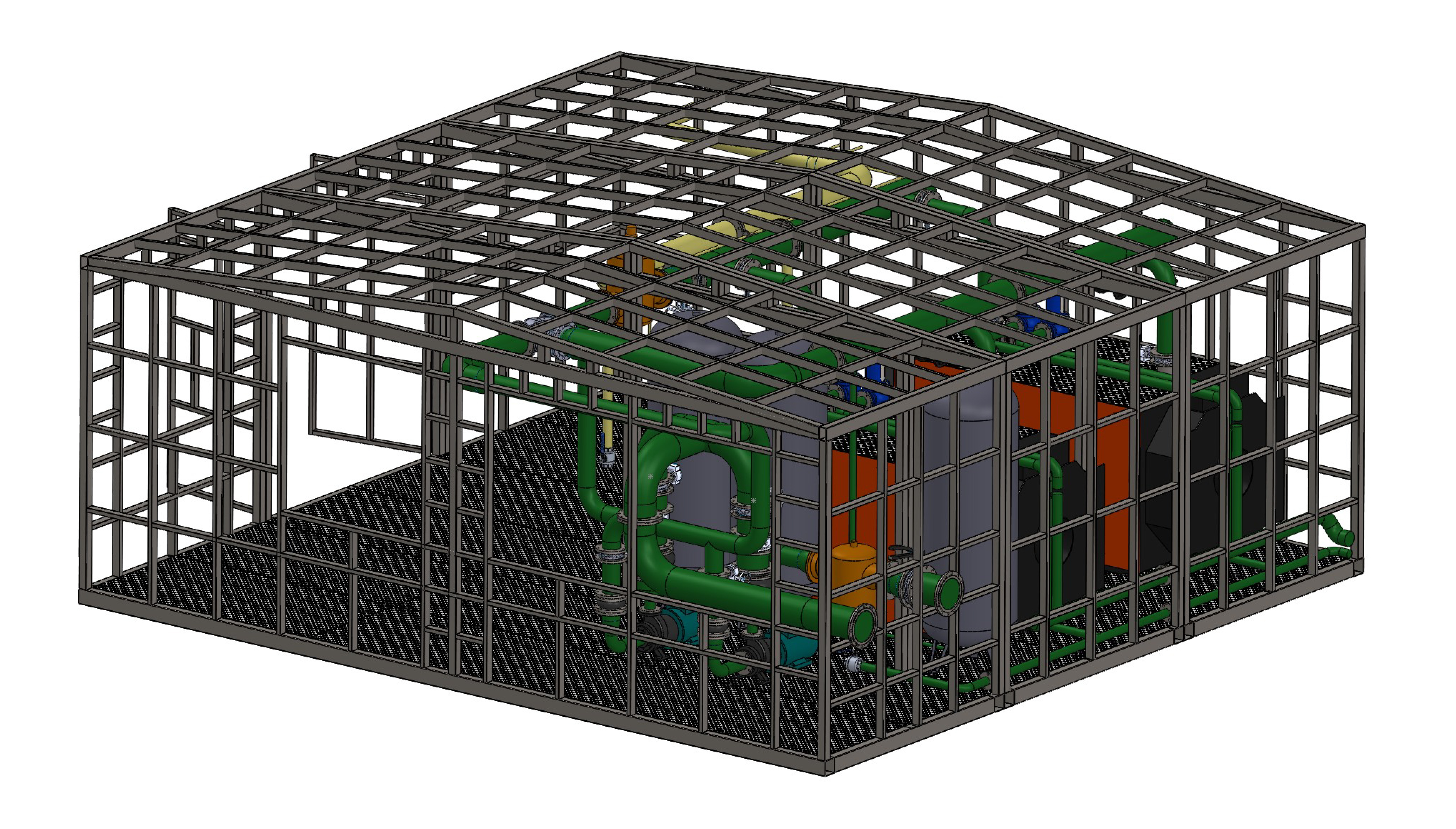 4MW燃气模块化锅炉房，可使用液体燃料