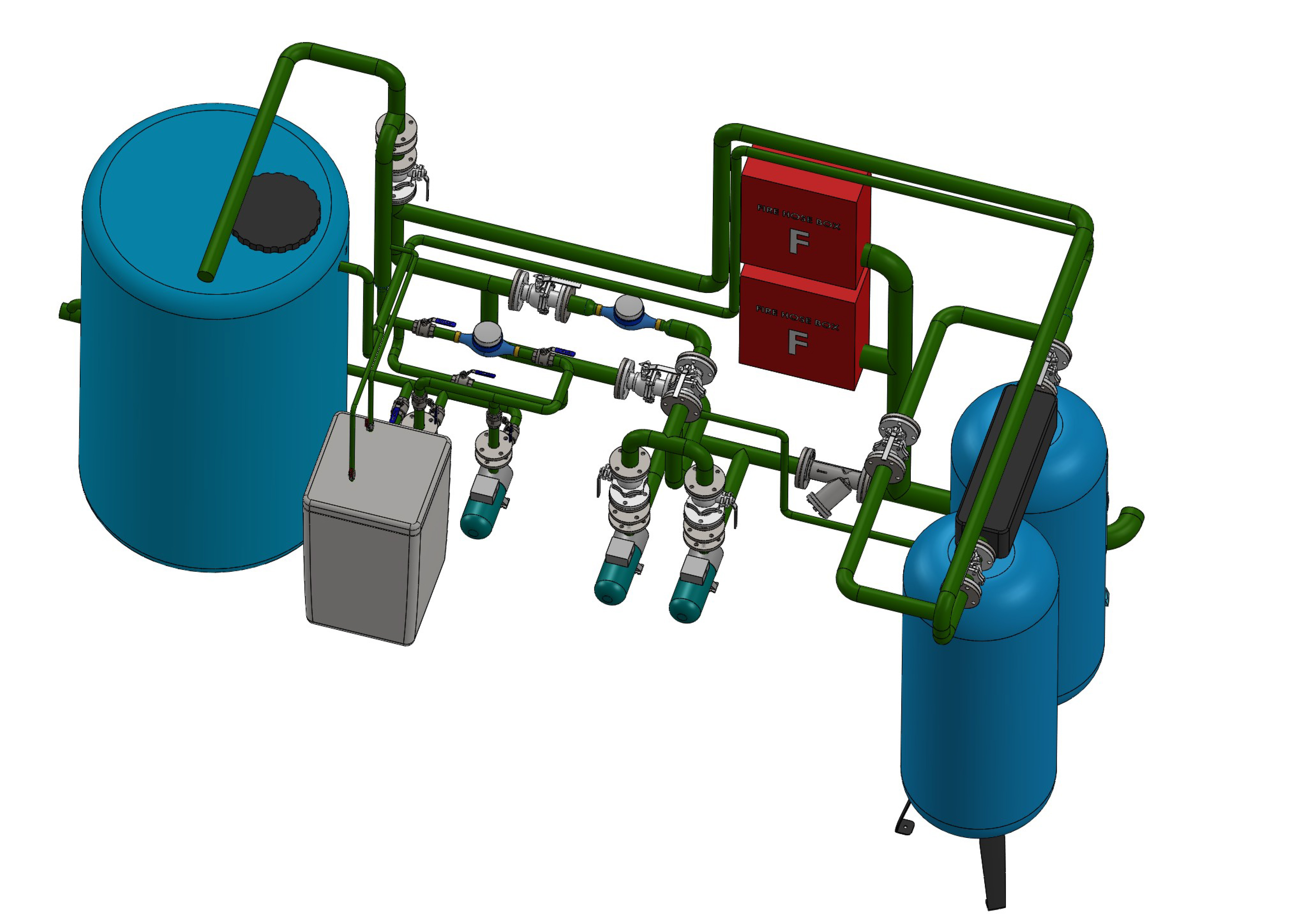 4MW燃气模块化锅炉房，可使用液体燃料