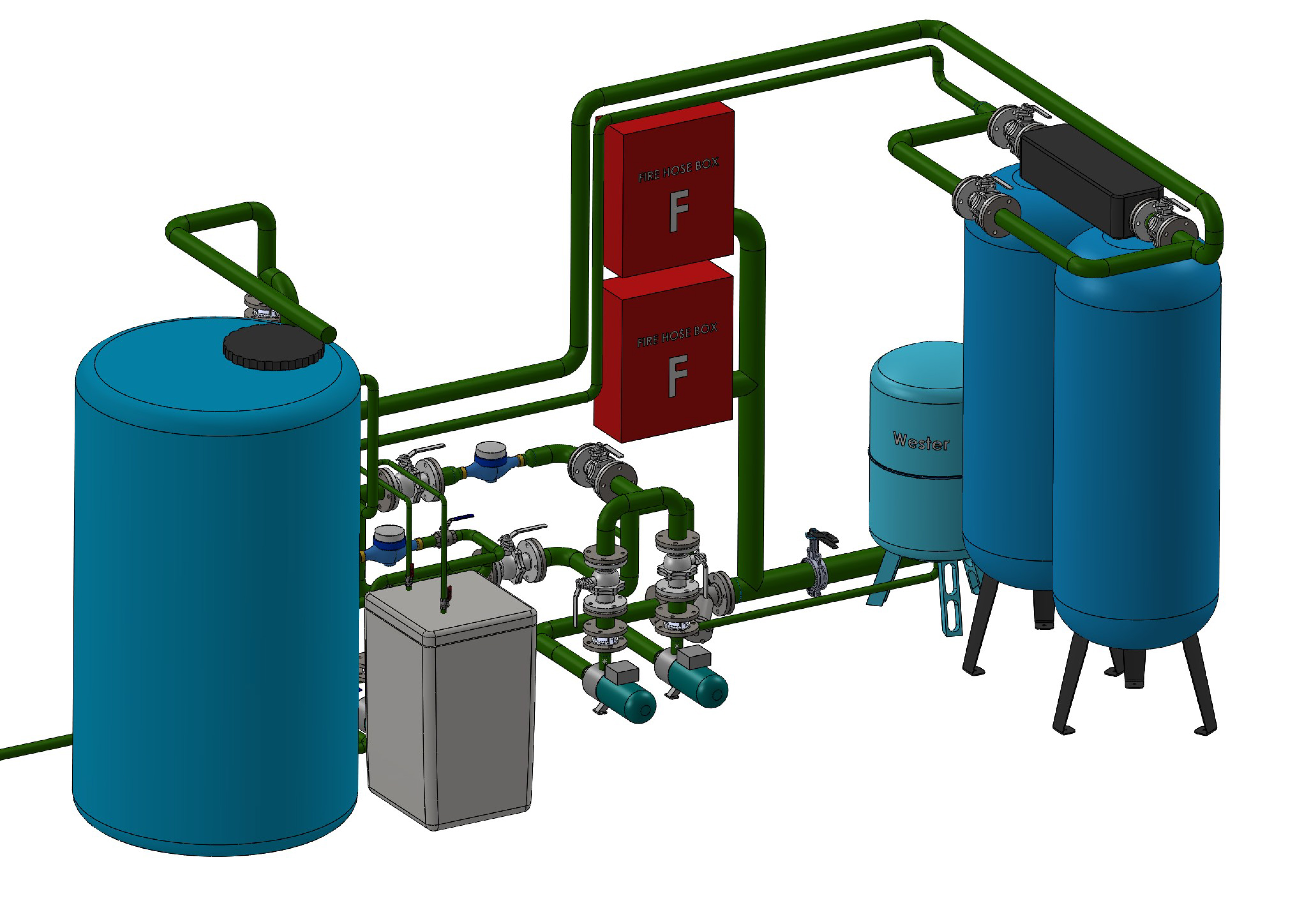 4MW燃气模块化锅炉房，可使用液体燃料