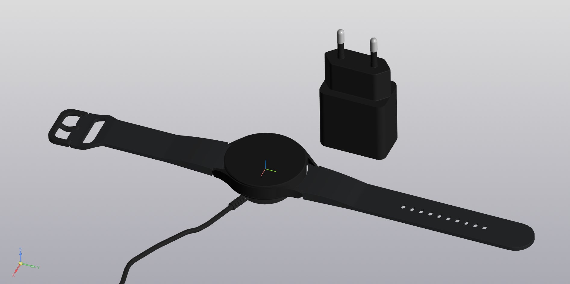 三星Galaxy Watch 5 44毫米款模型，含表带和充电器