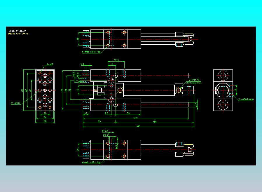 导杆气缸组合2D-GHU20x75