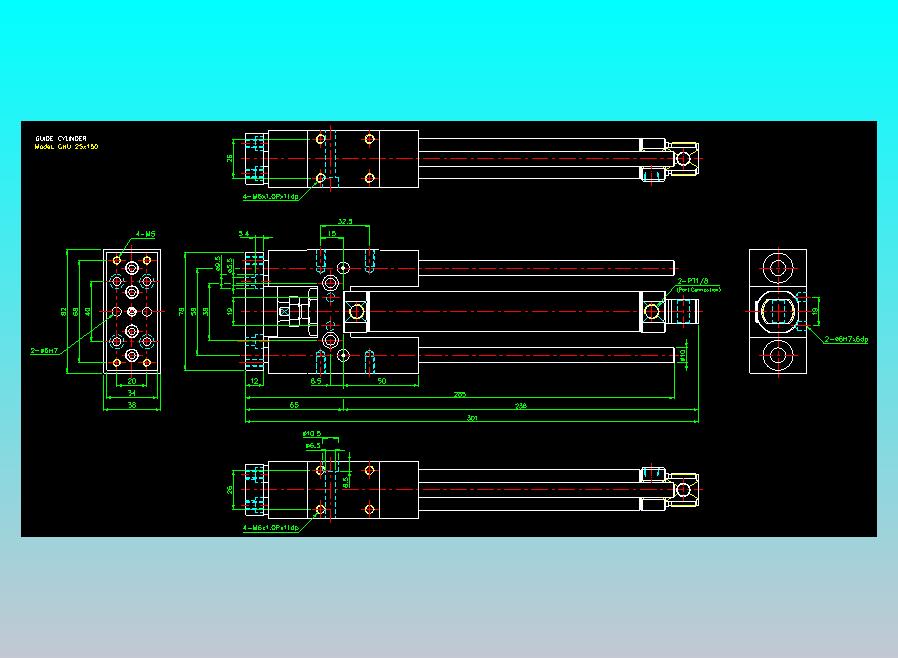 导杆气缸组合2D-GHU25x150