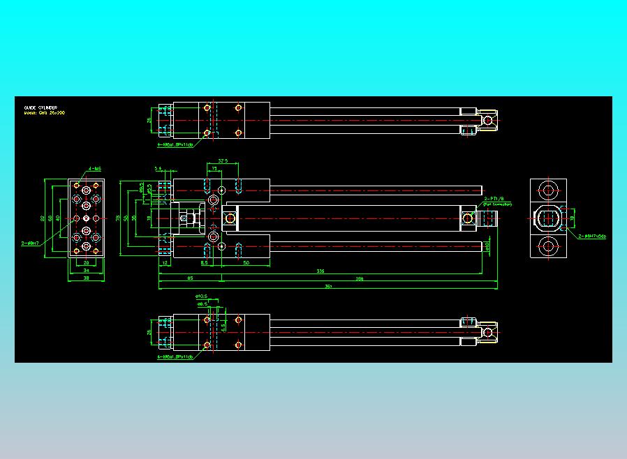 导杆气缸组合2D-GHU25x200