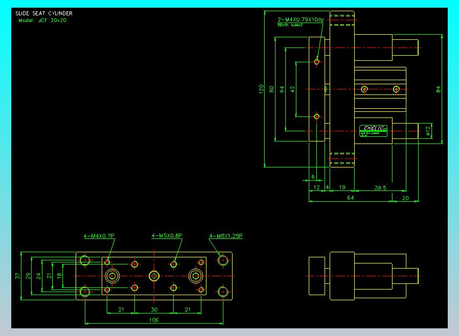 滑块气缸旋转夹持气缸2D-JCF20x20