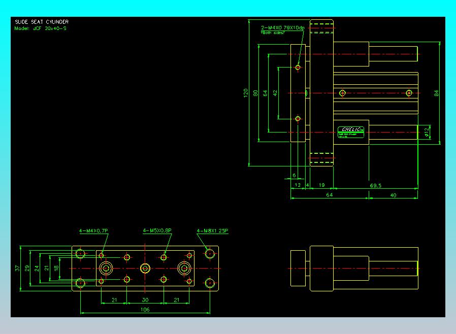 滑块气缸旋转夹持气缸2D-JCF20x40-S