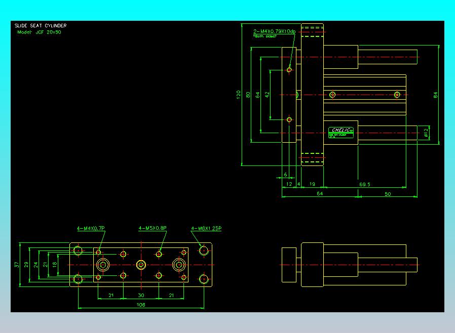 滑块气缸旋转夹持气缸2D-JCF20x50