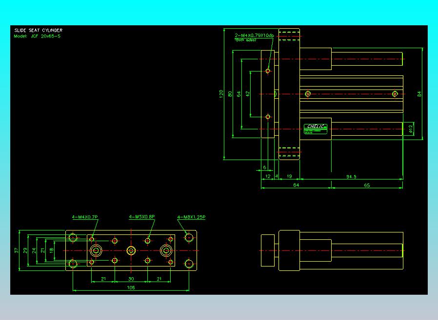 滑块气缸旋转夹持气缸2D-JCF20x65-S