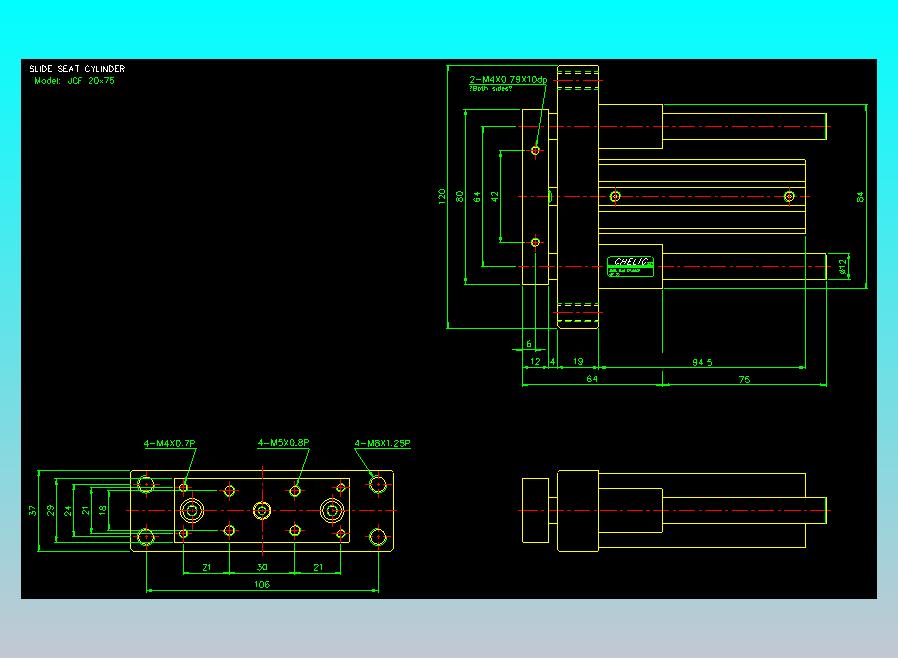 滑块气缸旋转夹持气缸2D-JCF20x75