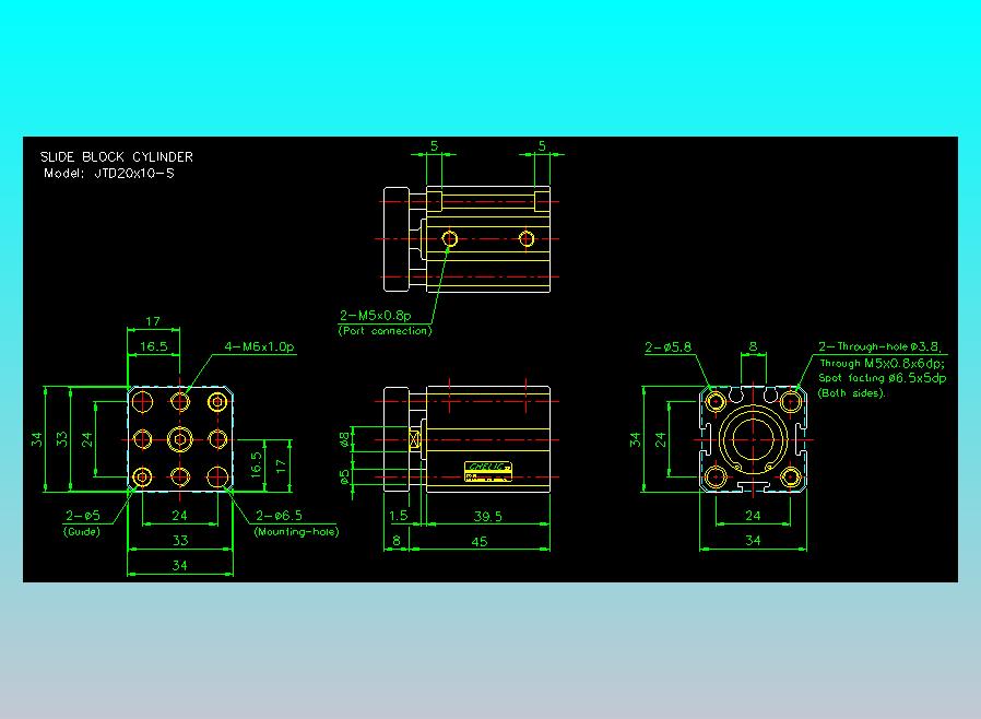 滑块气缸旋转夹持气缸2D-JTD20x10-S