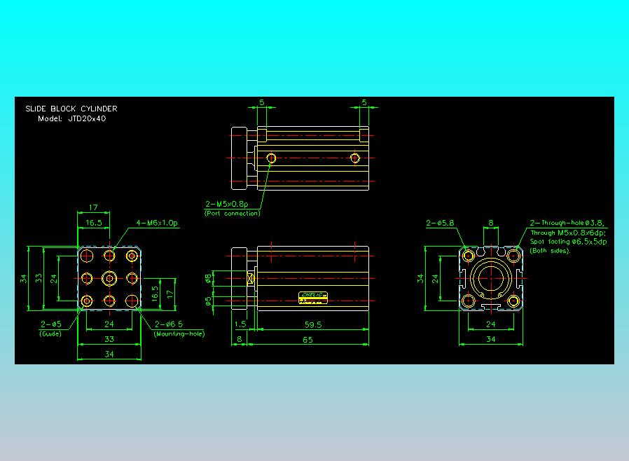 滑块气缸旋转夹持气缸2D-JTD20x40
