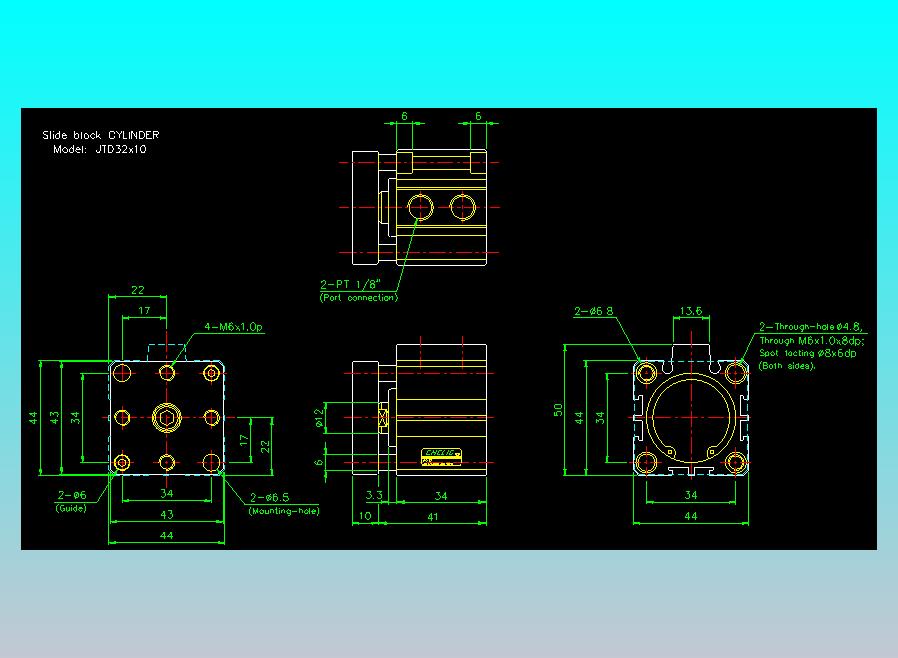滑块气缸旋转夹持气缸2D-JTD32x10