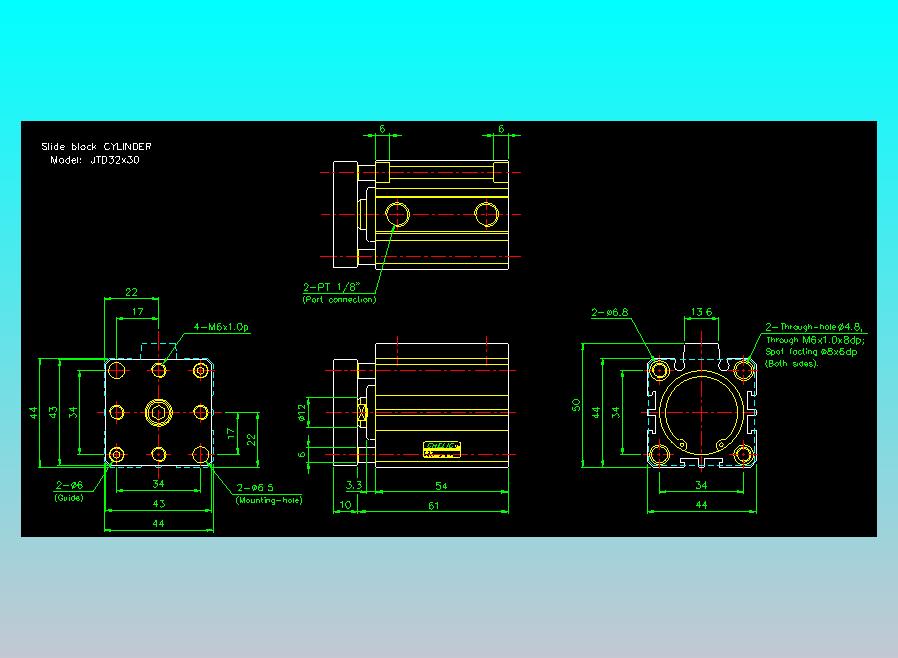 滑块气缸旋转夹持气缸2D-JTD32x30