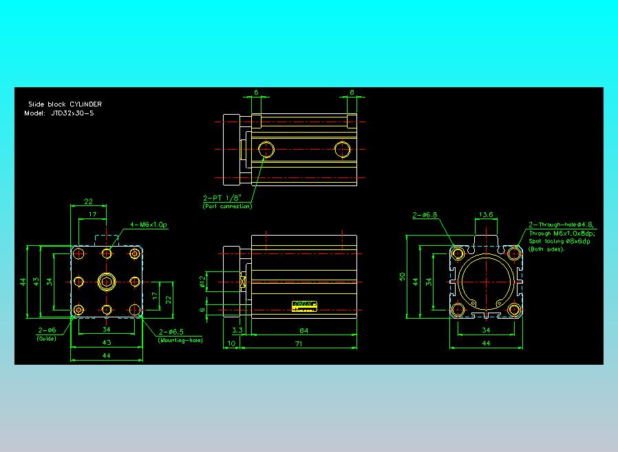 滑块气缸旋转夹持气缸2D-JTD32x30-S