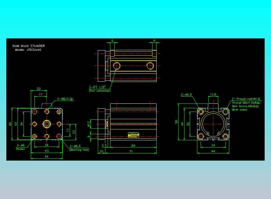 滑块气缸旋转夹持气缸2D-JTD32x40