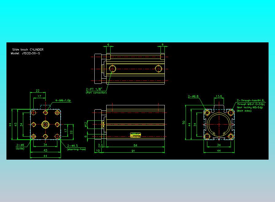 滑块气缸旋转夹持气缸2D-JTD32x50-S